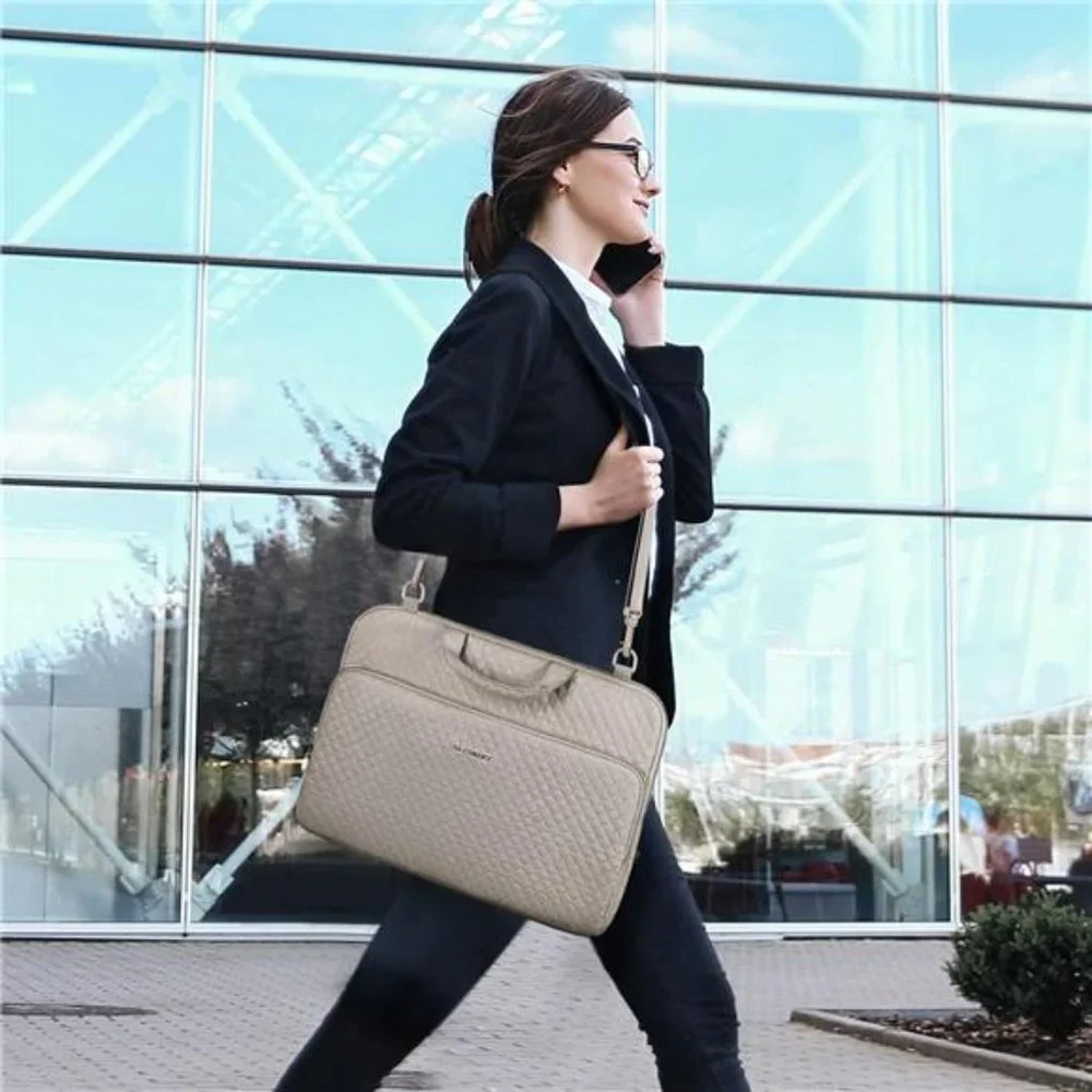 15.6 inch Laptop Shoulder Bag Protective Case with Shoulder Strap, Gray